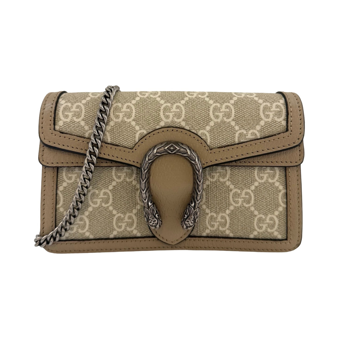 Gucci Dionysus Beige & White GG Supreme Super Mini Chain Bag – FOMO