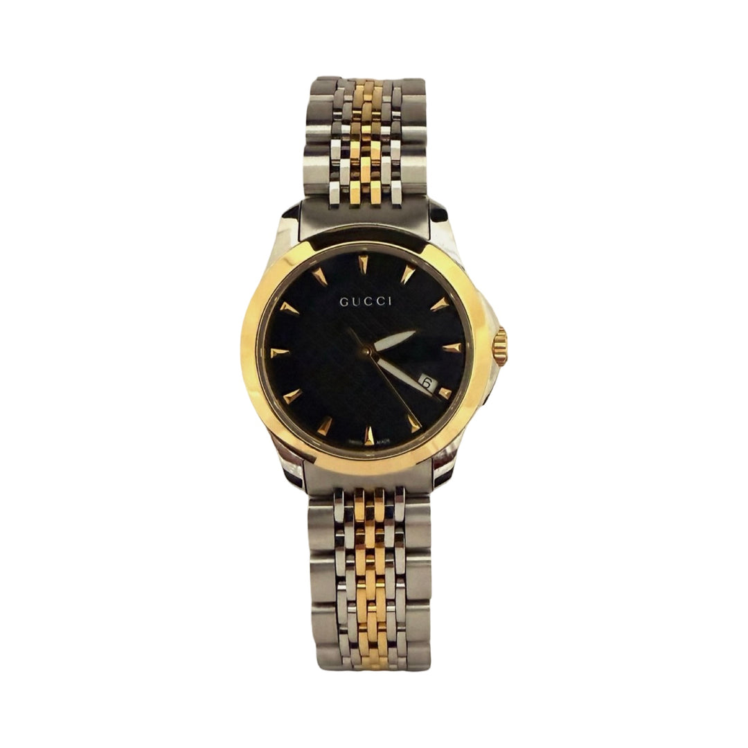 Gucci G Timeless Black Dial Two Tone Quartz Date Watch | FOMO