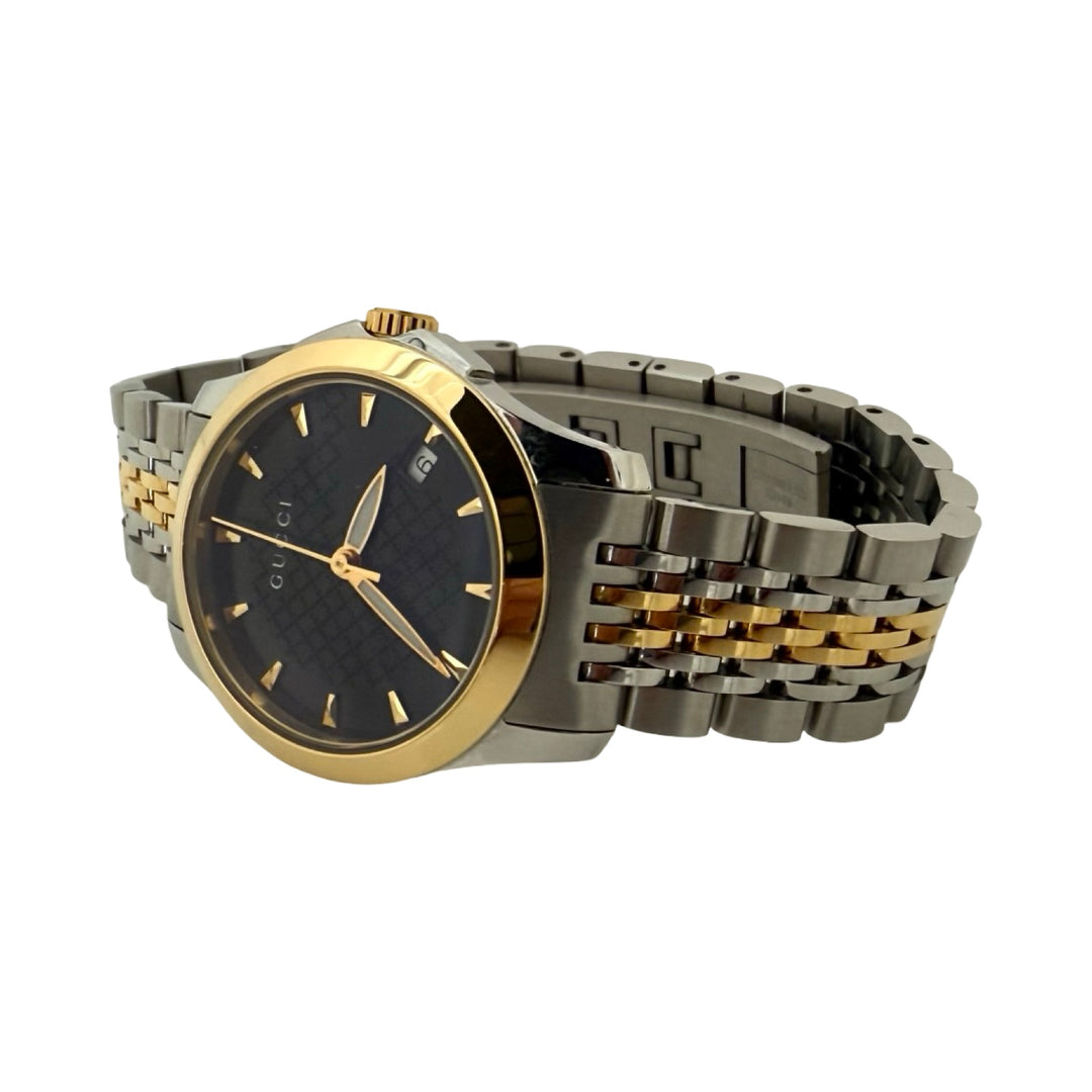 Gucci G Timeless Black Dial Two Tone Quartz Date Watch | FOMO