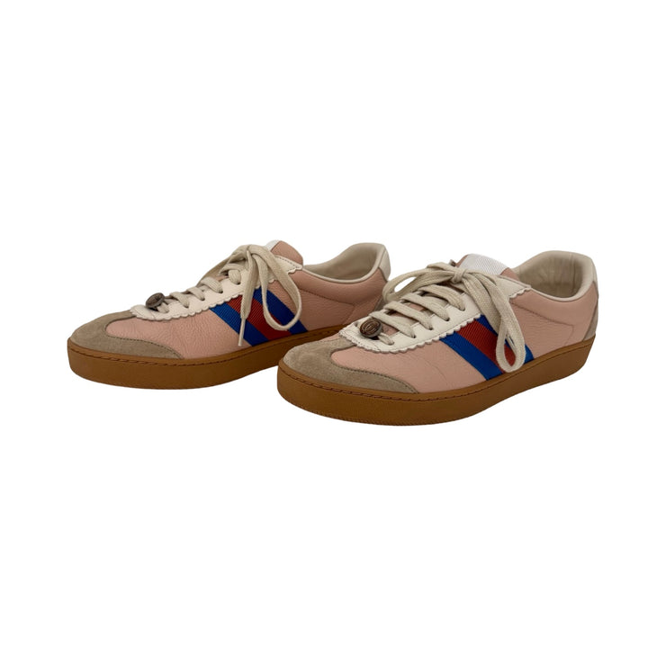 Gucci - G74 GG Pink Leather & Suede Web Sneakers 39