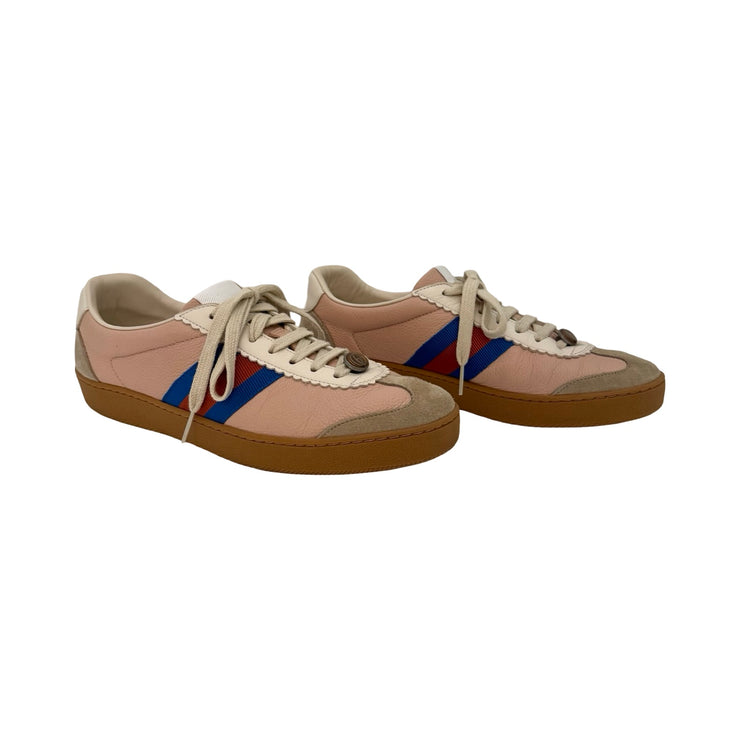 Gucci - G74 GG Pink Leather & Suede Web Sneakers 39