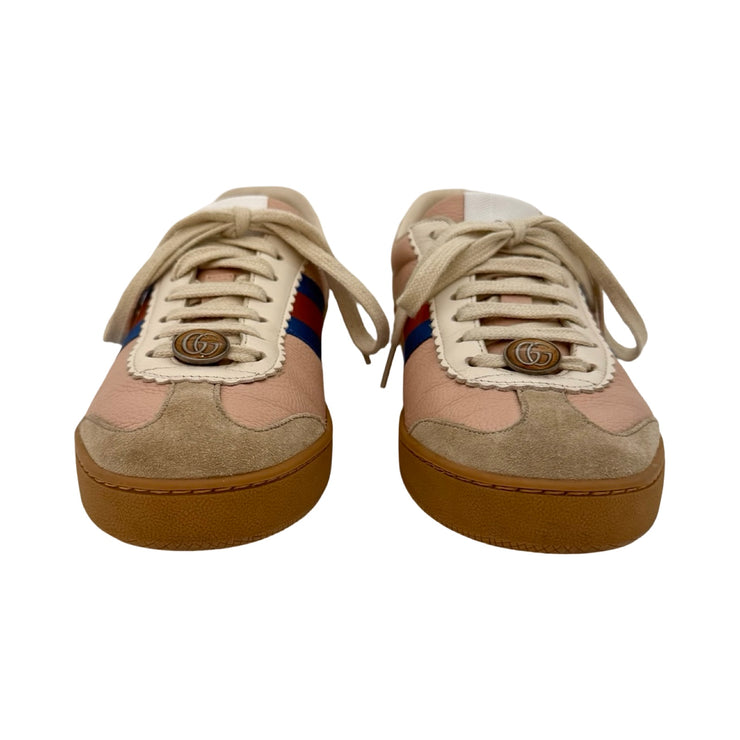 Gucci - G74 GG Pink Leather & Suede Web Sneakers 39