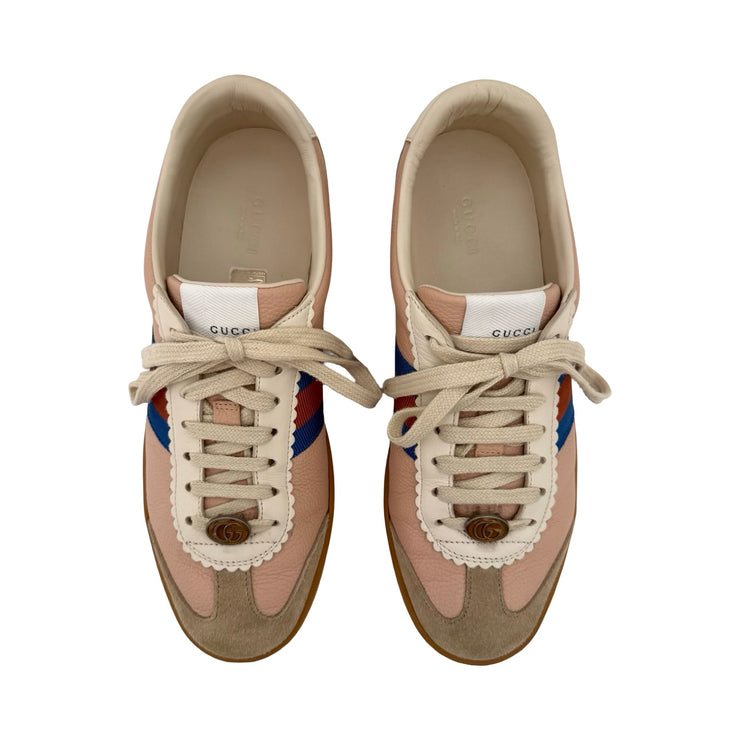 Gucci - G74 GG Pink Leather & Suede Web Sneakers 39