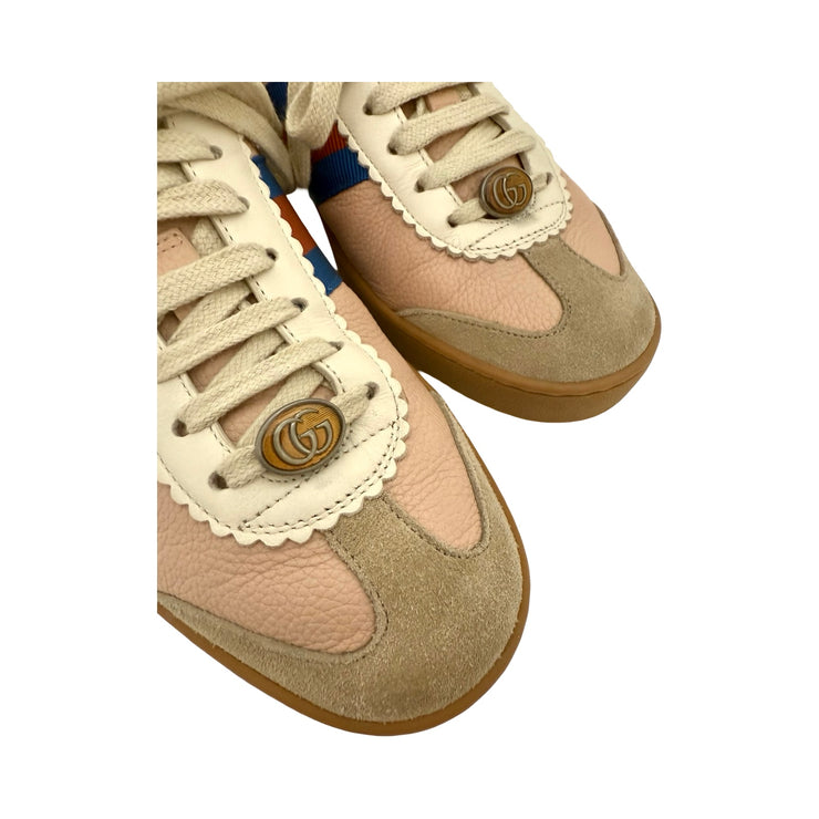 Gucci - G74 GG Pink Leather & Suede Web Sneakers 39