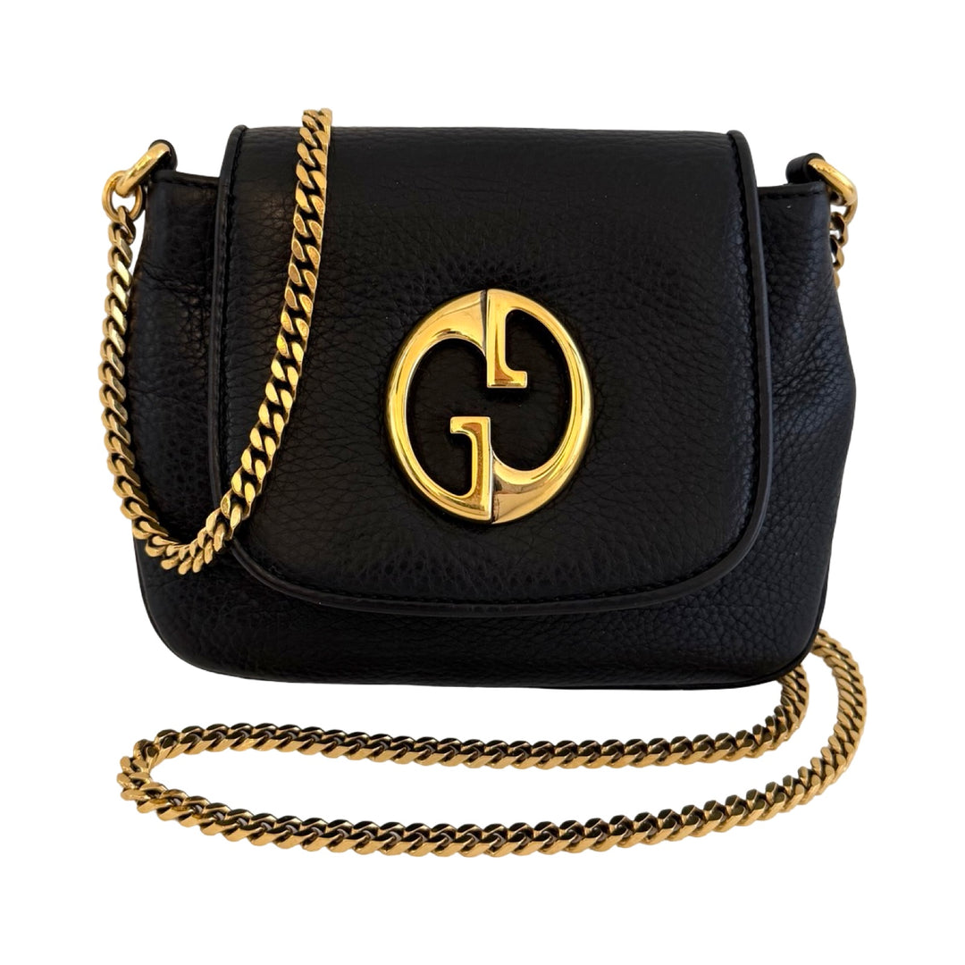 Gucci GG 1973 Black Pebbled Leather Small Crossbody | FOMO
