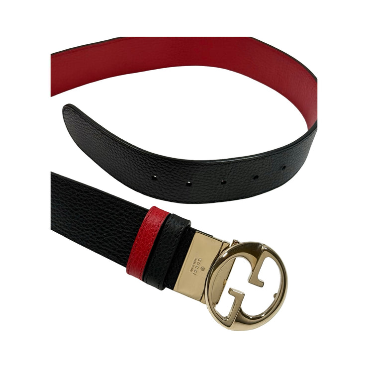 Gucci - GG 1973 Black & Red Reversible Leather Belt 80/32
