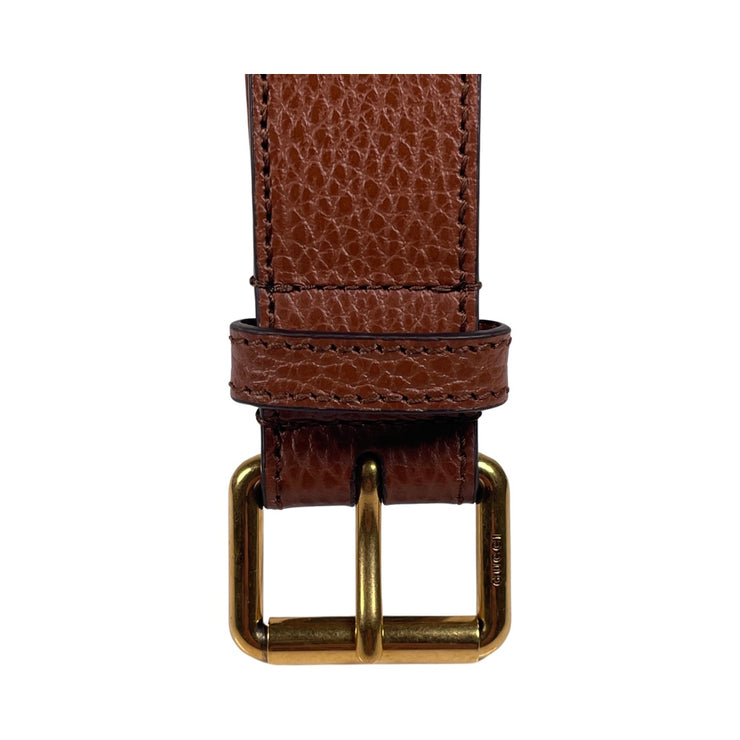 Gucci - GG Jacquard Denim & Brown Leather Belt 80/32