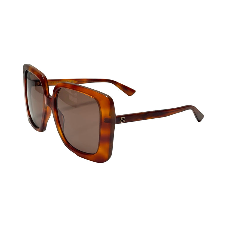 Gucci - GG Light Havana Oversized Square Interlocking G Sunglasses