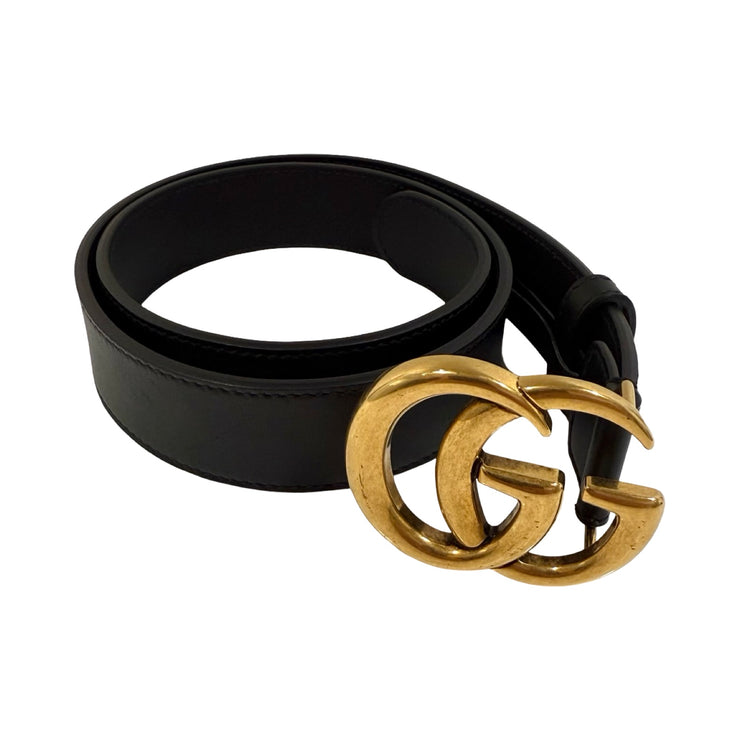 Gucci - GG Marmont Black Leather Belt 70/28