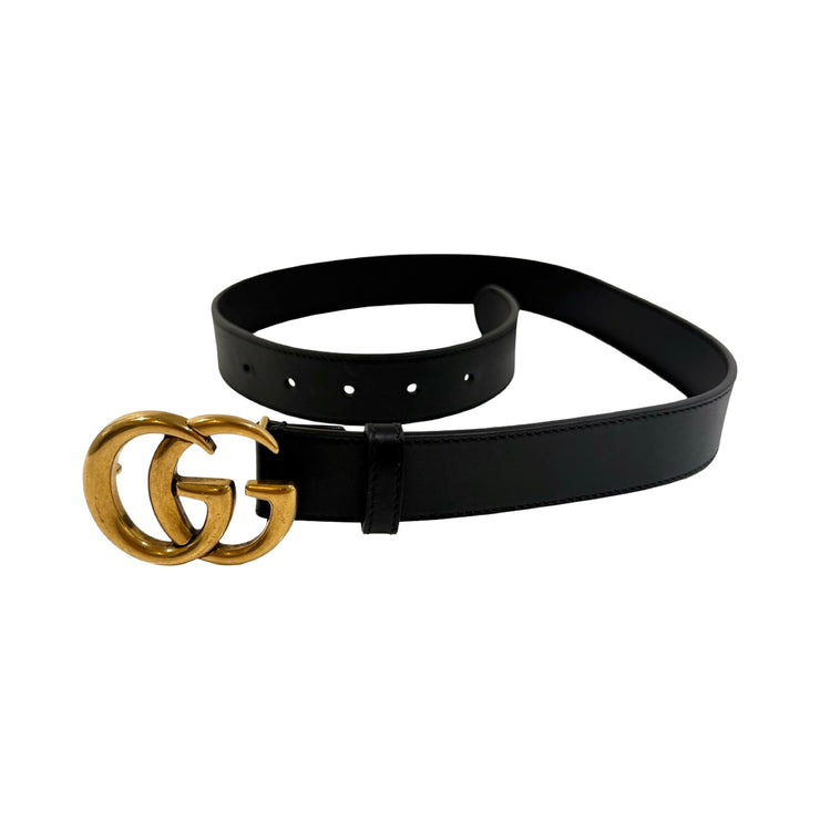 Gucci - GG Marmont Black Leather Belt 70/28