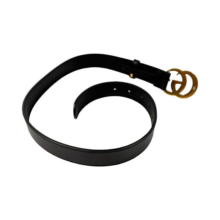 Gucci - GG Marmont Black Leather Belt 70/28