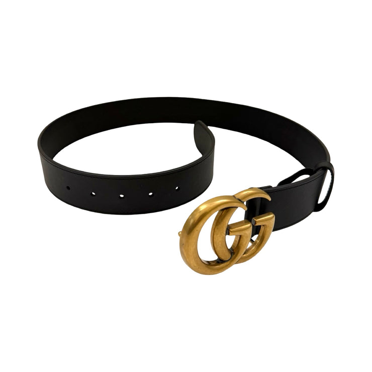 Gucci - GG Marmont Black Leather Wide Belt 80/32