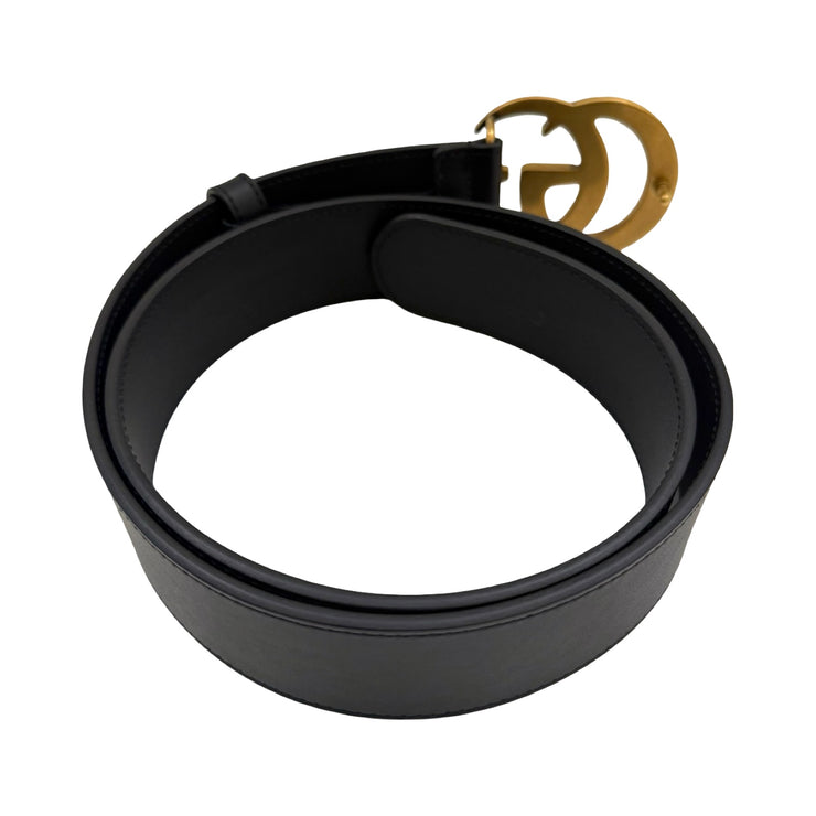 Gucci - GG Marmont Black Leather Wide Belt 80/32