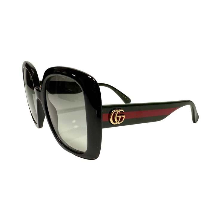 Gucci - GG Marmont Black Oversized Web Stripe Sunglasses