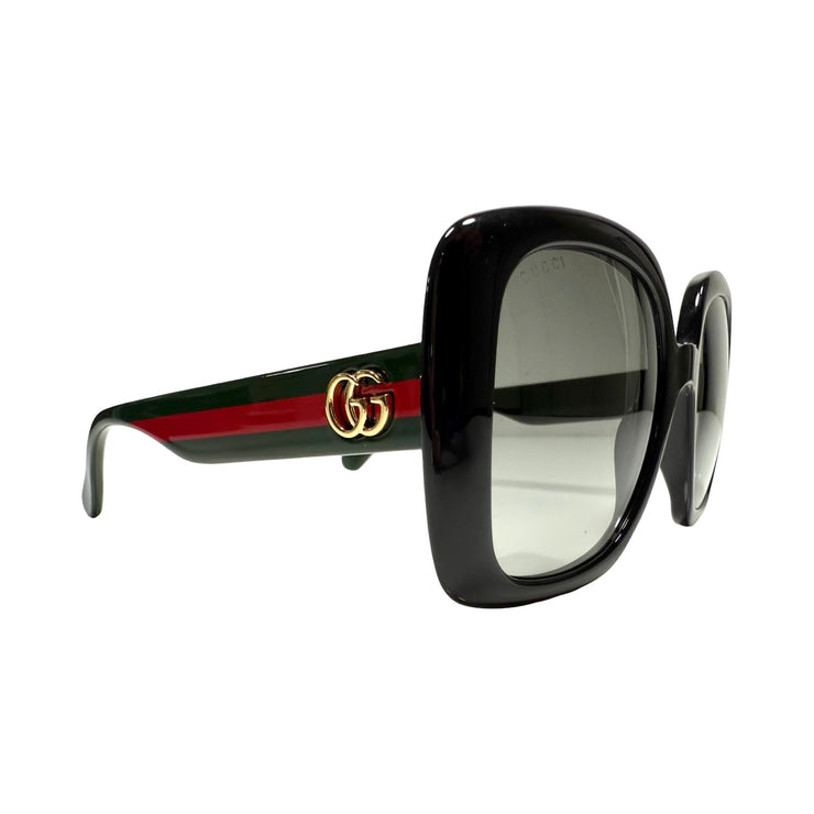 Gucci - GG Marmont Black Oversized Web Stripe Sunglasses