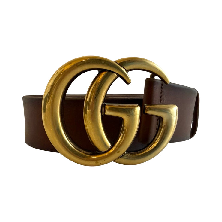 Gucci GG Marmont Brown Leather Wide Belt 90/36 | FOMO