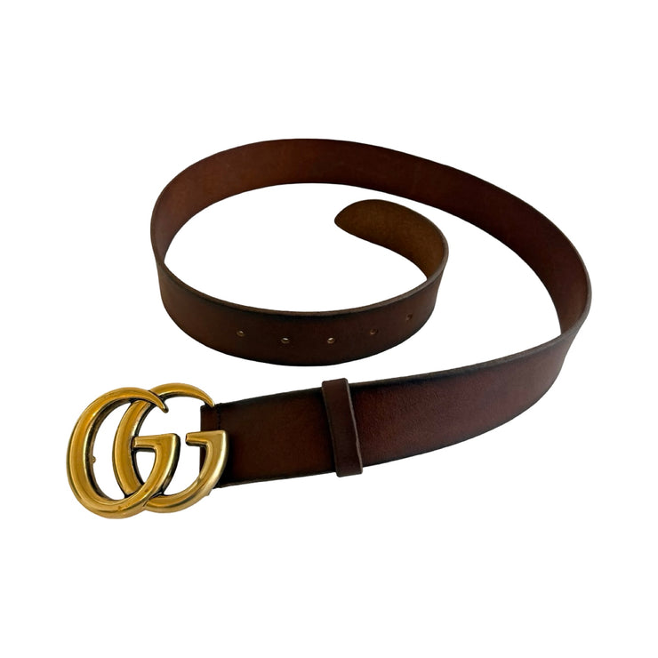 Gucci GG Marmont Brown Leather Wide Belt 90/36 | FOMO display picture 2