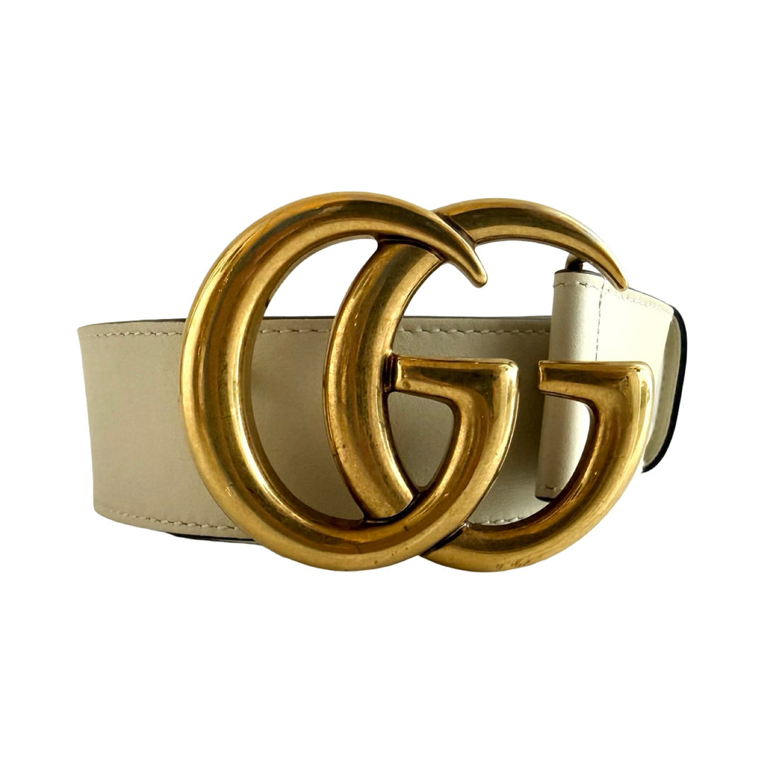 Gucci GG Marmont Cream Leather Wide Belt 85/34 | FOMO display picture 2