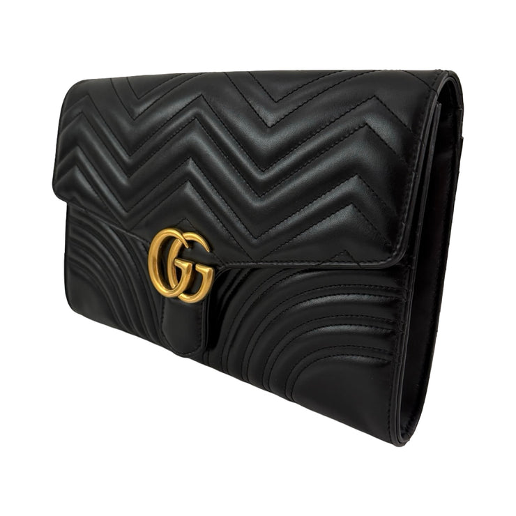 Gucci - GG Marmont Large Black Leather Clutch