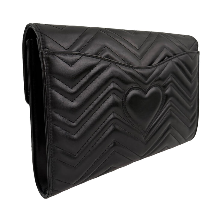 Gucci - GG Marmont Large Black Leather Clutch