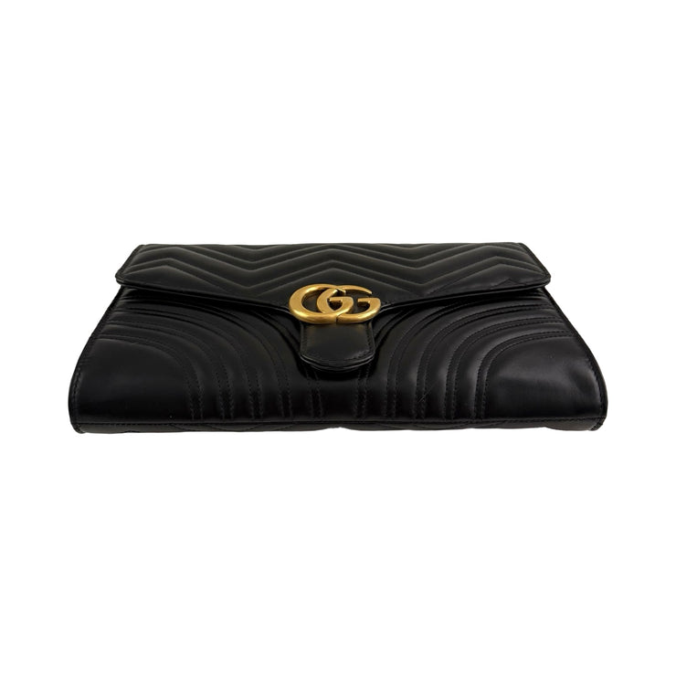 Gucci - GG Marmont Large Black Leather Clutch