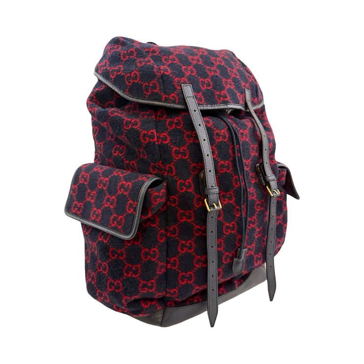 Gucci - GG Navy & Red XL Wool Backpack