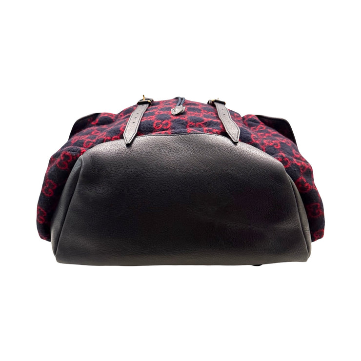 Gucci - GG Navy & Red XL Wool Backpack