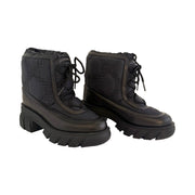 Gucci - GG Nylon & Black Leather Lace Up Boots 37
