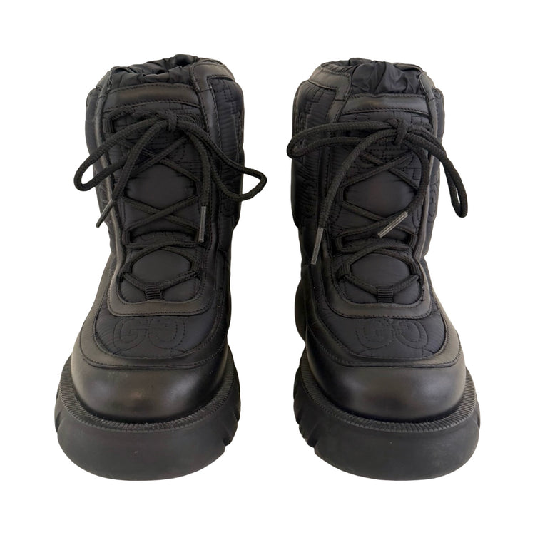 Gucci GG Nylon & Black Leather Lace Up Boots 37 | FOMO