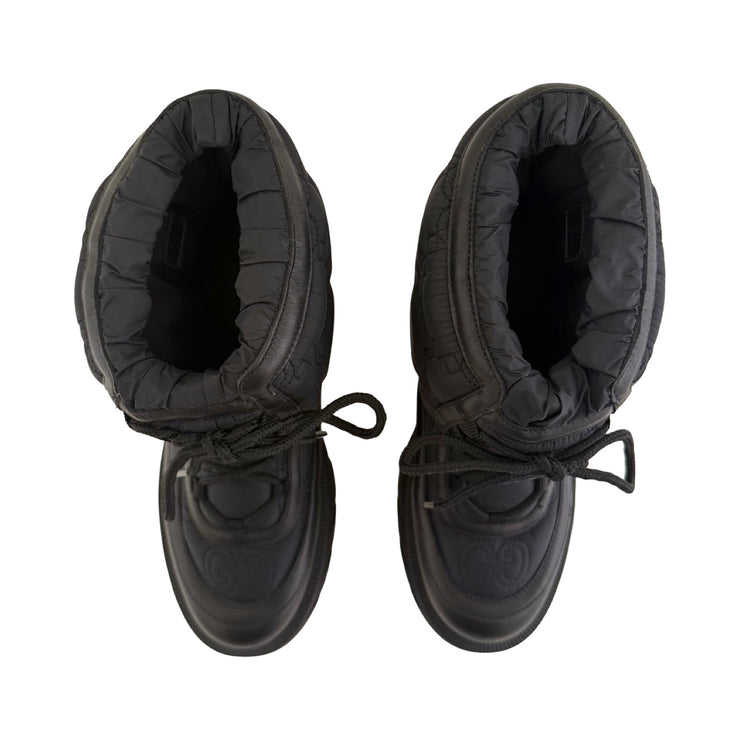 Gucci - GG Nylon & Black Leather Lace Up Boots 37