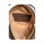 Gucci- Ophidia GG Coated Canvas Mini Round Brown Leather Backpack