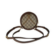 Gucci- Ophidia GG Coated Canvas Mini Round Brown Leather Backpack