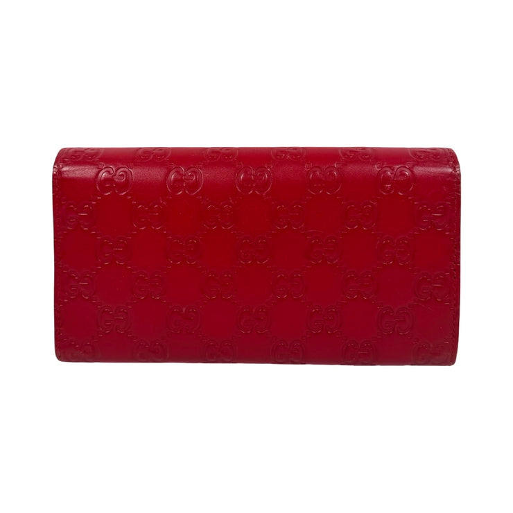 Gucci - GG Red Leather Guccissima Long Bifold Wallet