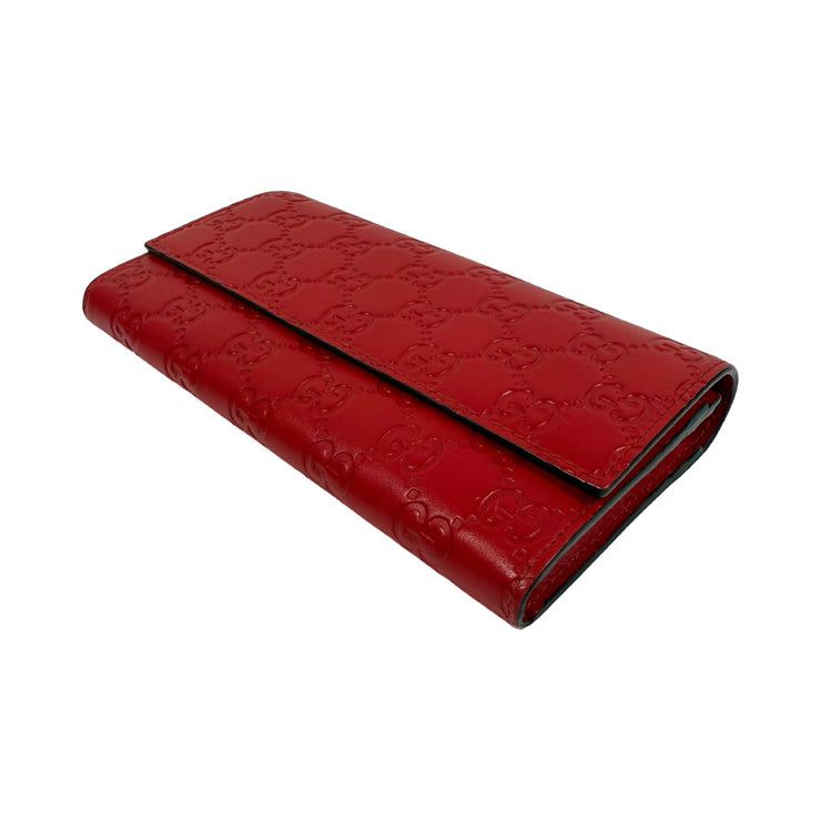 Gucci - GG Red Leather Guccissima Long Bifold Wallet
