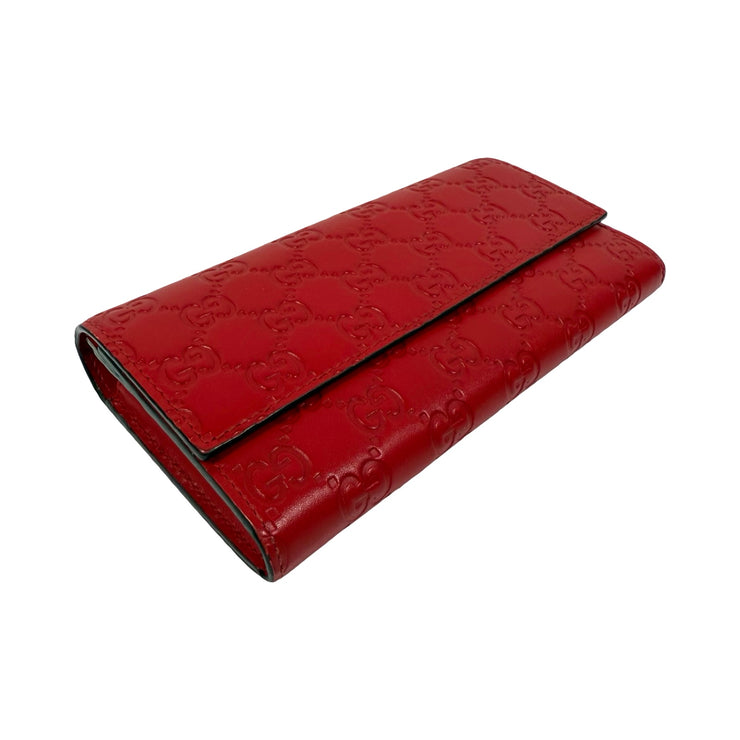 Gucci - GG Red Leather Guccissima Long Bifold Wallet