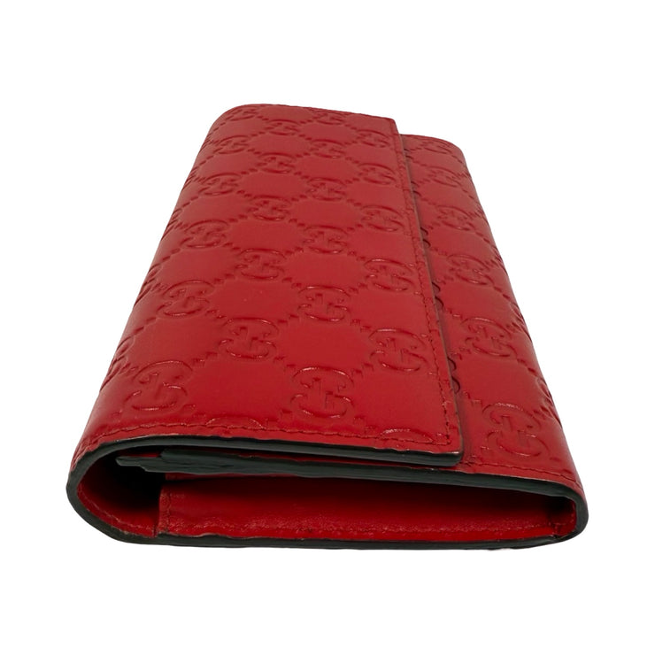 Gucci - GG Red Leather Guccissima Long Bifold Wallet