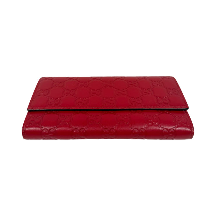 Gucci - GG Red Leather Guccissima Long Bifold Wallet