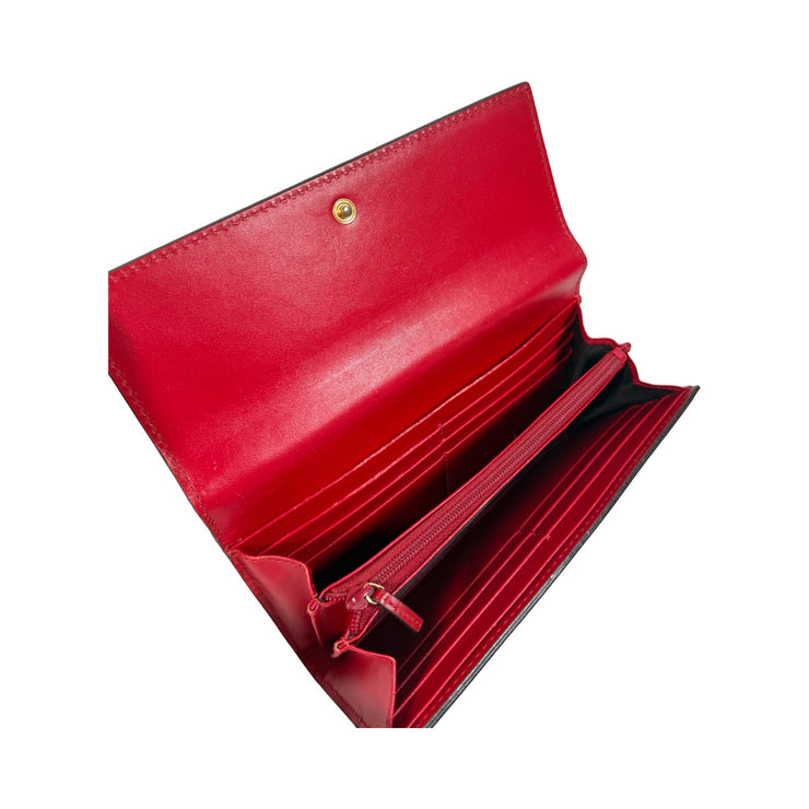 Gucci - GG Red Leather Guccissima Long Bifold Wallet