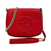 Gucci - GG Red Pebbled Leather Interlocking G Soho Flap Bag