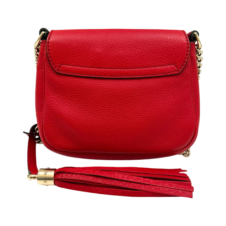 Gucci - GG Red Pebbled Leather Interlocking G Soho Flap Bag