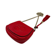 Gucci - GG Red Pebbled Leather Interlocking G Soho Flap Bag