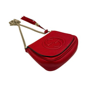 Gucci - GG Red Pebbled Leather Interlocking G Soho Flap Bag