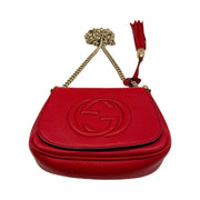 Gucci - GG Red Pebbled Leather Interlocking G Soho Flap Bag