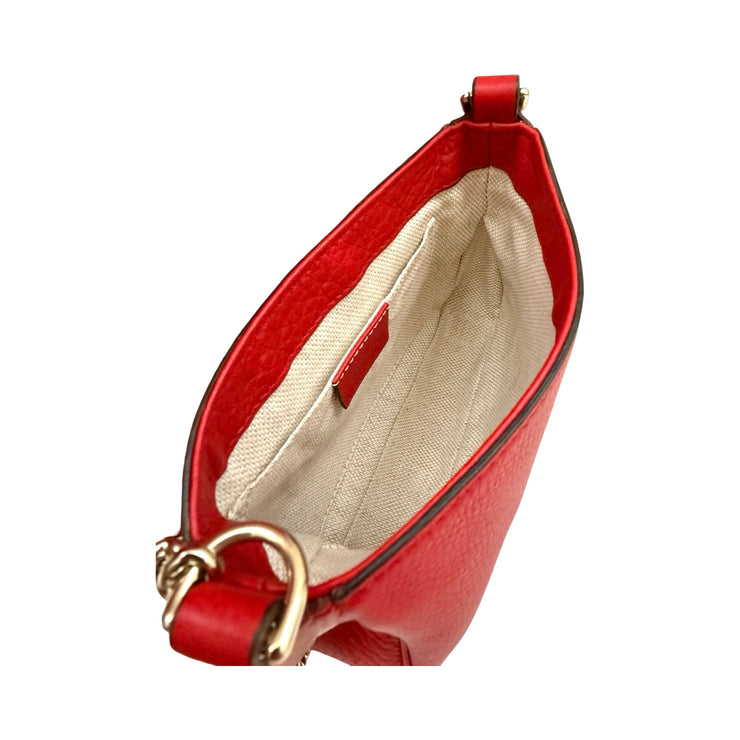 Gucci - GG Red Pebbled Leather Interlocking G Soho Flap Bag