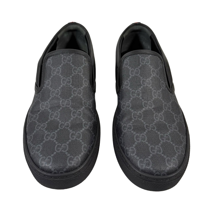 Gucci - GG Supreme Black Leather Slip On Men&