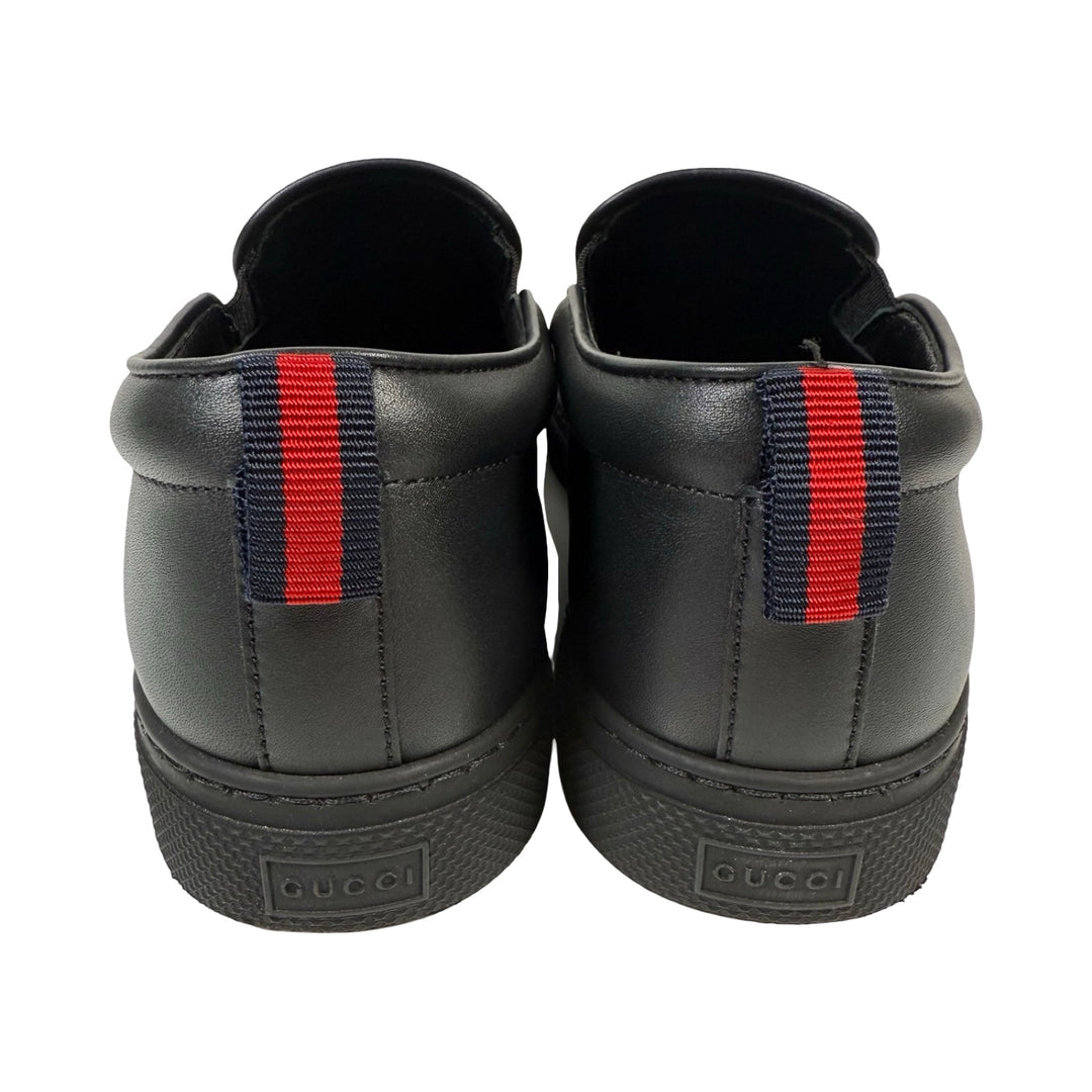 Gucci GG Supreme Black Leather Slip On Men display picture 1