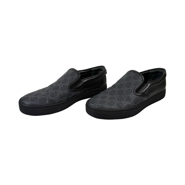 Gucci GG Supreme Black Leather Slip On Men's Sneakers