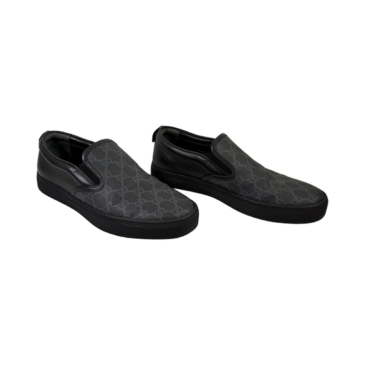 Gucci - GG Supreme Black Leather Slip On Men&