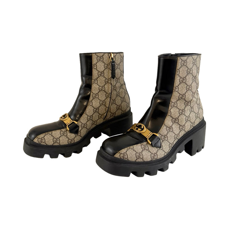 Gucci - GG Supreme Magnum Horsebit Ankle Boots 37.5
