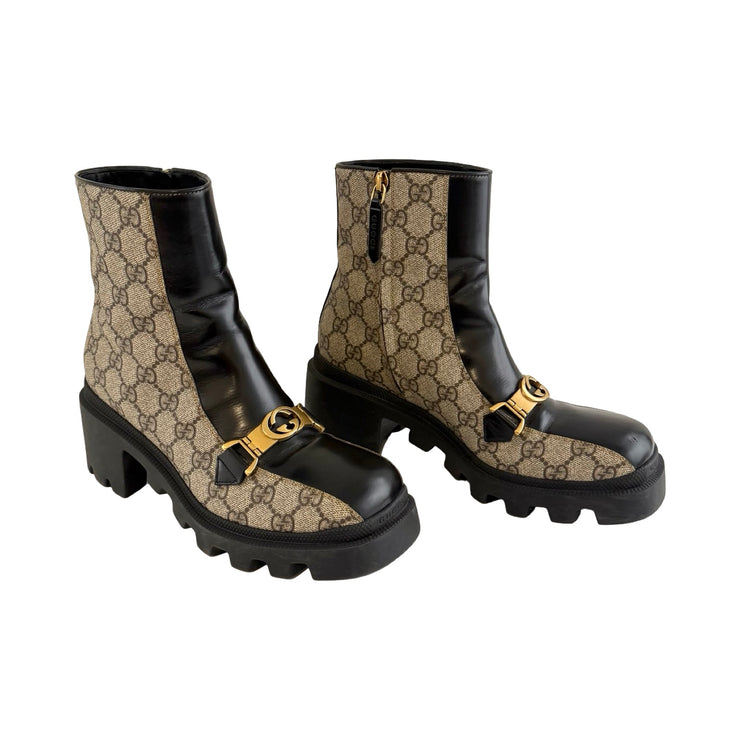 Gucci - GG Supreme Magnum Horsebit Ankle Boots 37.5